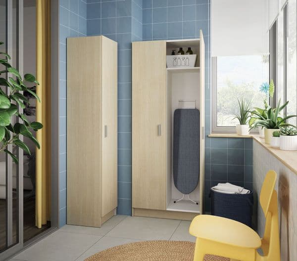 Tall Oak Effect 2 Door Utility Universal Storage Cupboard- 007142R