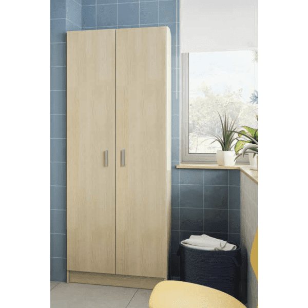 Tall Oak Effect 2 Door Utility Universal Storage Cupboard- 007142R