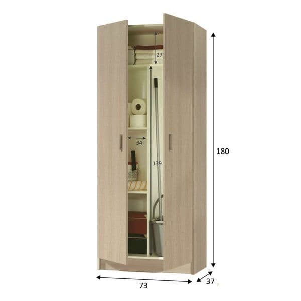 Tall Oak Effect 2 Door Utility Universal Storage Cupboard- 007142R