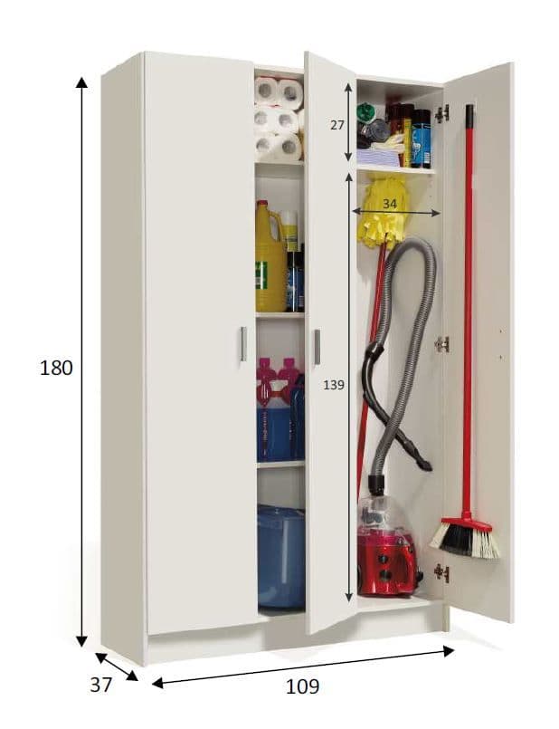 Romario White 3 Door Uitlity Kitchen Storage Cabinet Cupboard