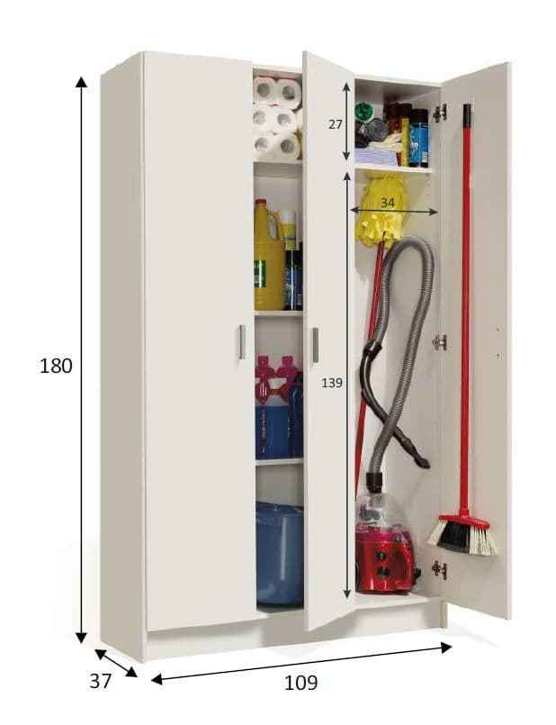 Romario White 3 Door Uitlity Kitchen Storage Cabinet Cupboard 007143O