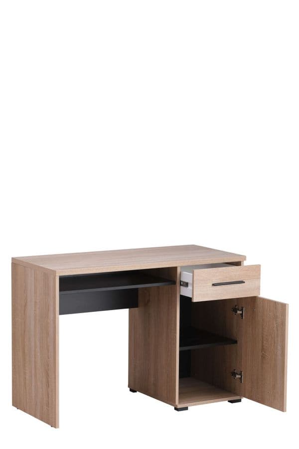 Siena Oak and Black Writing Study Desk With Drawer -11008663