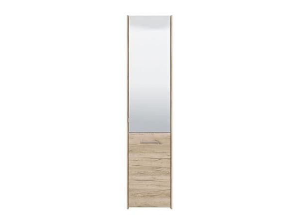 Lisbon Oak Effect Mirrored 1 Door 30 Pair Tall Slim Shoe Cabinet Cupboard - 11011486