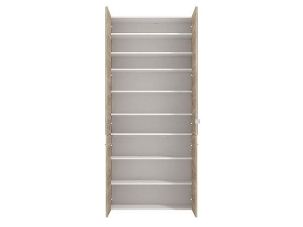 Lisbon Oak Effect Mirrored Door 50 Pair Large Shoe Cabinet Cupboard - 11011489