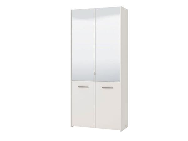 Lisbon White Mirrored Door 50 Pair Large Shoe Cabinet Cupboard - 11011487