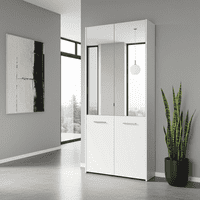 Lisbon White Mirrored Door 50 Pair Large Shoe Cabinet Cupboard - 11011487