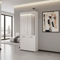 Lisbon White Mirrored Door 50 Pair Large Shoe Cabinet Cupboard - 11011487