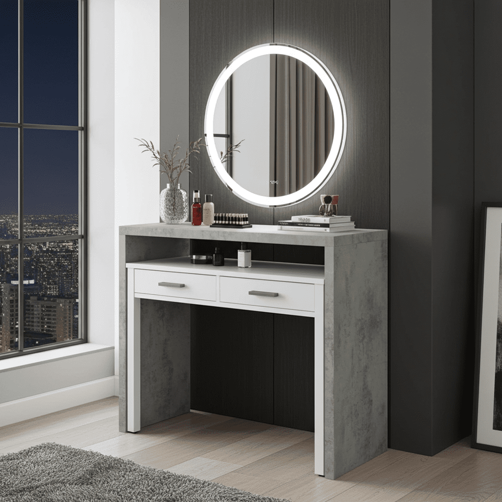 Kehlani Extendable Console Desk in Grey and White - 0L4582A