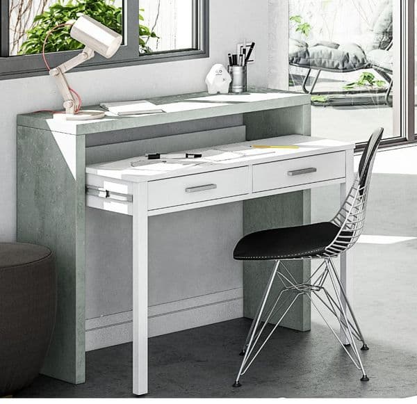 Kehlani Extendable Console Desk in Grey and White - 0L4582A