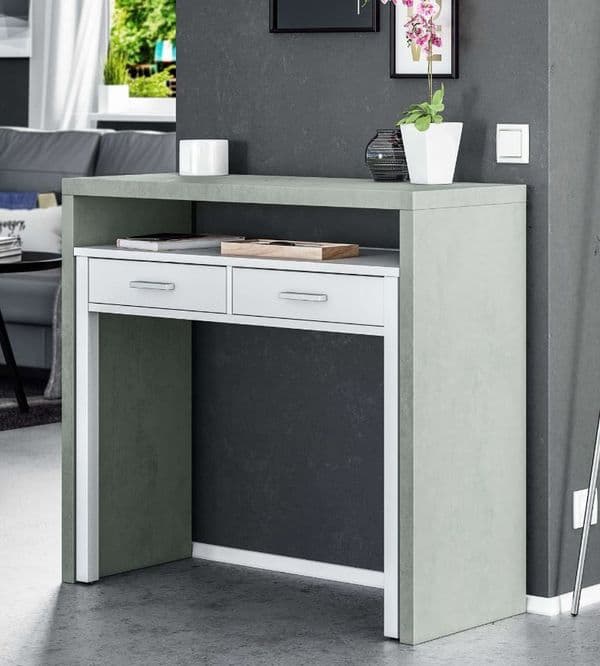 Kehlani Extendable Console Desk in Grey and White - 0L4582A