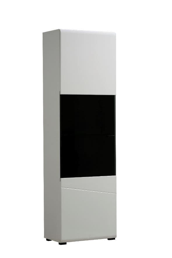 Moderna Tall White Gloss and Black Display Cabinet with Glass Door -11008848