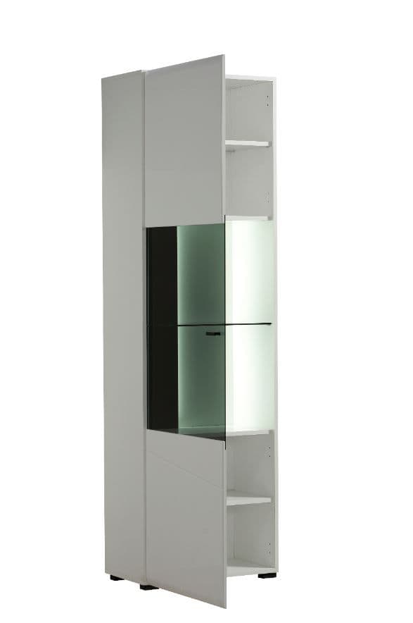 Moderna Tall White Gloss and Black Display Cabinet with Glass Door -11008848