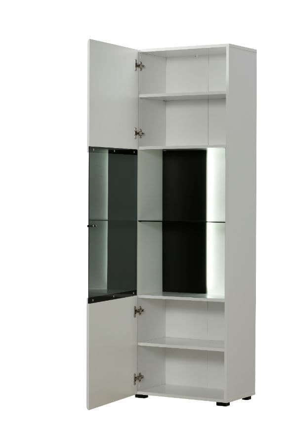 Moderna Tall White Gloss and Black Display Cabinet with Glass Door -11008848