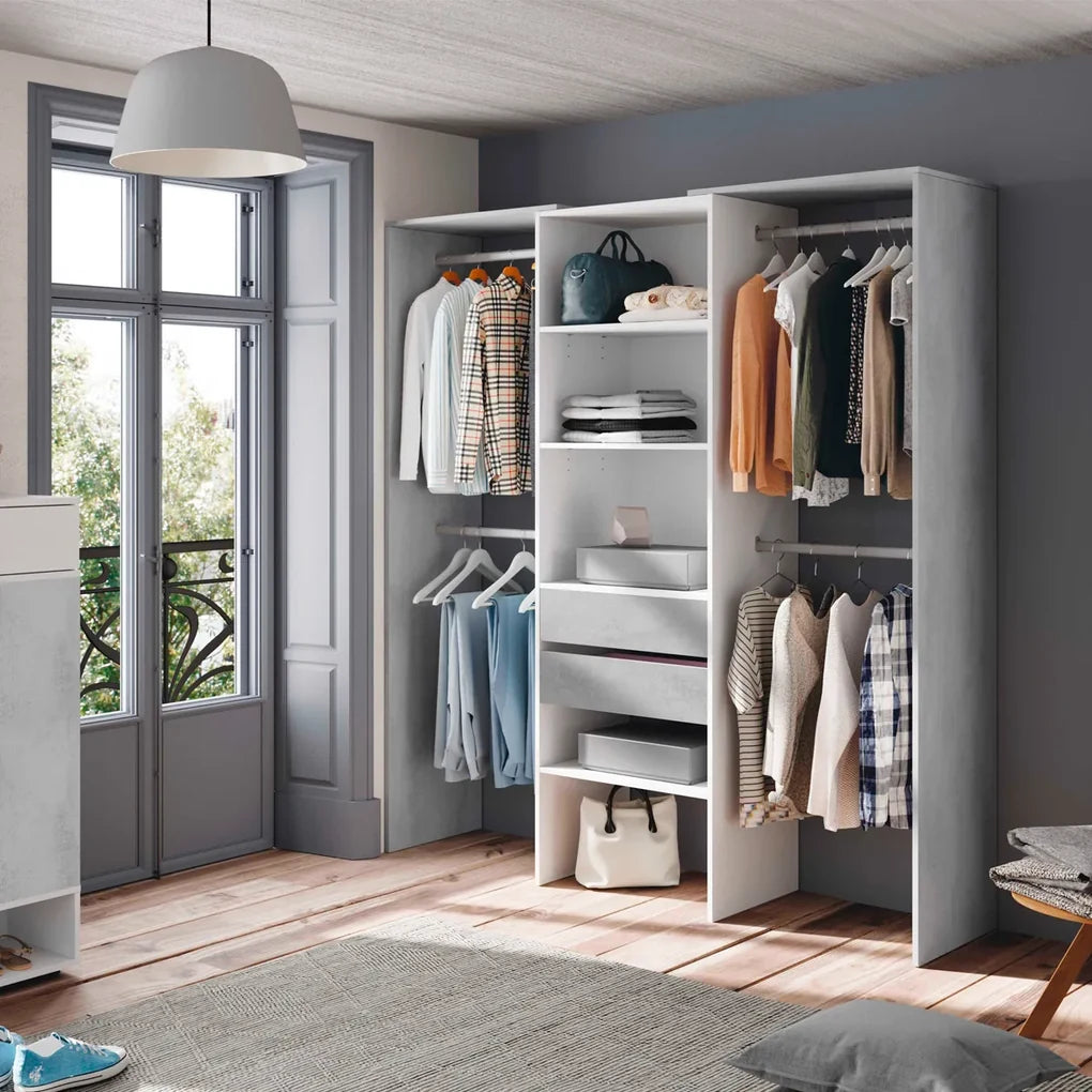 Flow Open Door Wardrobe in Ash Grey and White 0L8552A