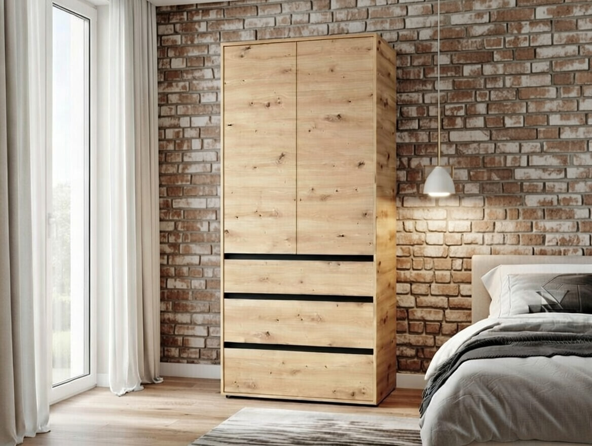 Bellington Artisan Oak Effect 2 Door 3 Drawer 93cm Wardrobe - 11014686 RZ