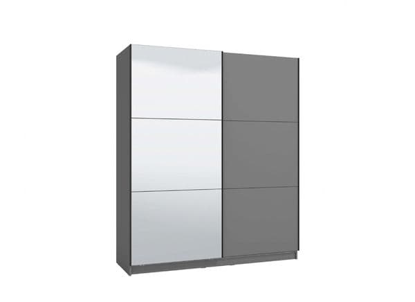 Palma Grey And Mirrored Sliding Door Wardrobe 180cm- 11011120