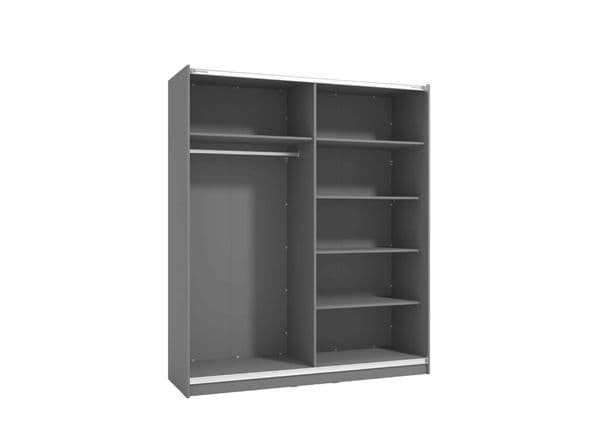 Palma Grey And Mirrored Sliding Door Wardrobe 180cm- 11011120
