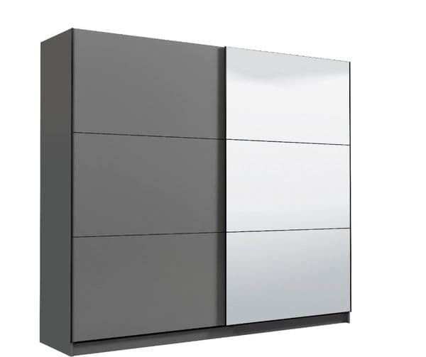 Palma Large Grey And Mirrored Sliding Door Wardrobe -11008287