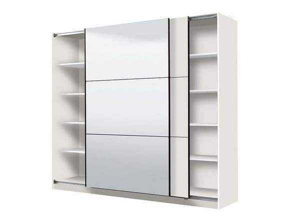 Palma Large White And Mirrored Sliding Door Wardrobe -11008286