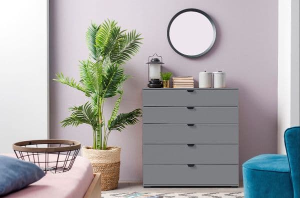 Palma Modern Large Chest Of Drawers in Grey- 11008297