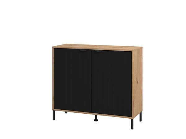Vandelle Artisan Oak Effect And Black Small Compact 2 Door Sideboard - 11013747