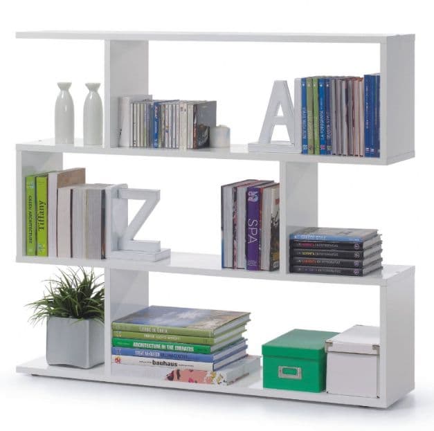 Zed Short Bookcase in Glossed White