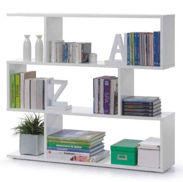 Zed Short Bookcase in Glossed White