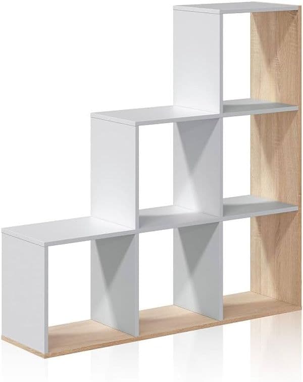 Vanneese Short Step Bookcase Oak Effect & Artic White 0F2254A