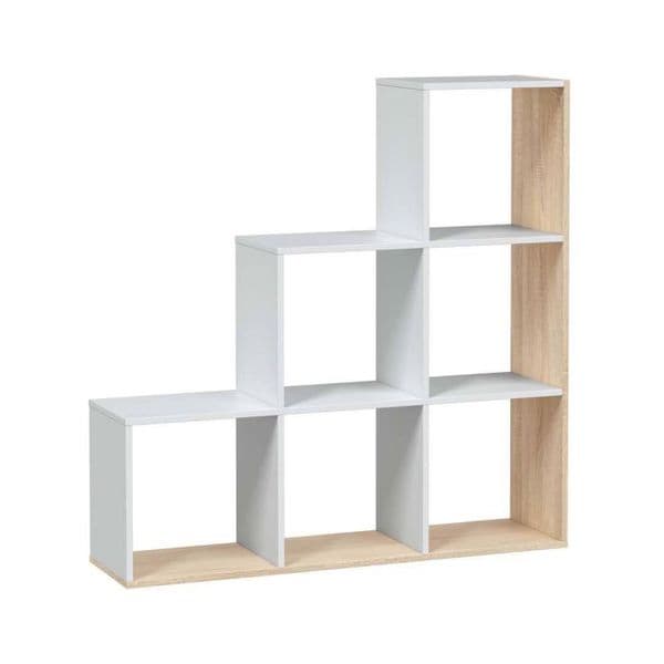 Vanneese Short Step Bookcase Oak Effect & Artic White 0F2254A