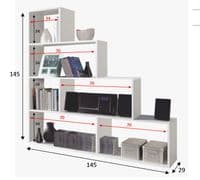 Vanneese White Step Bookcase Bookshelf- 002255BO