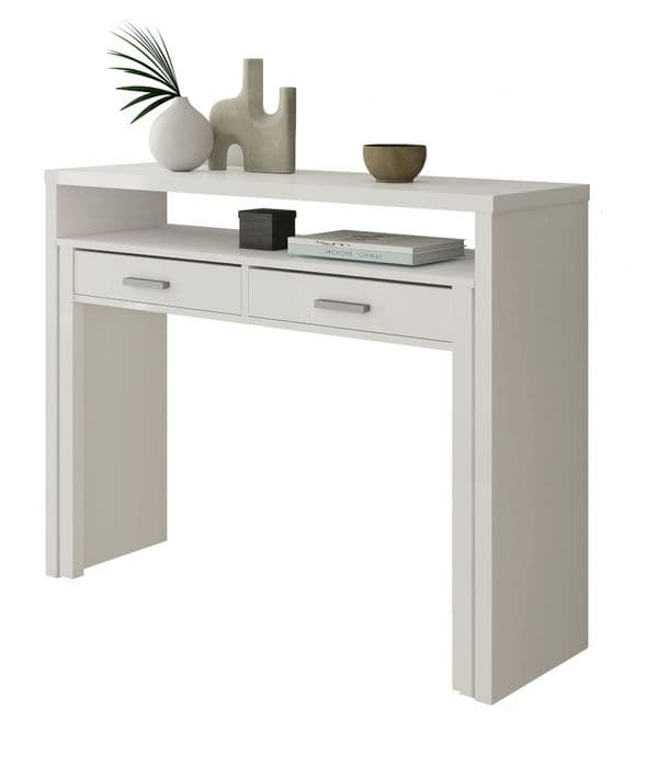 Arina Artic White Extending Computer Desk Console Dressing Table-004582A