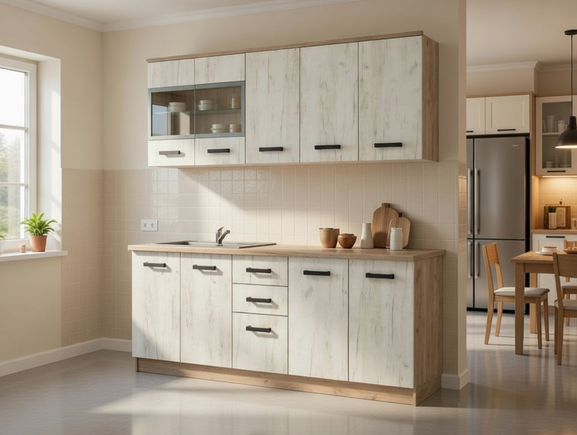 Sara White Oak Effect Kitchen Cupboards Storage Units - 11008675