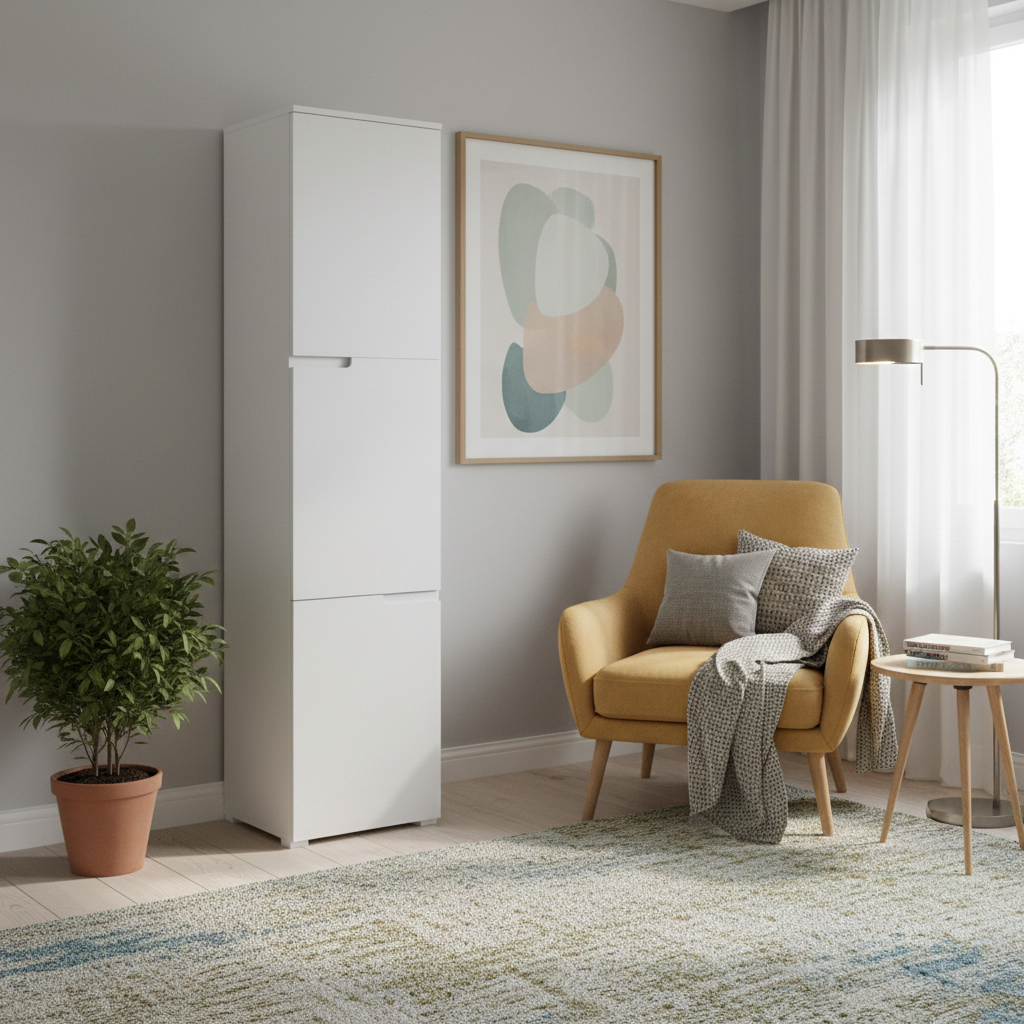 Serene Tall Bookcase with Doors in Glossed White S13