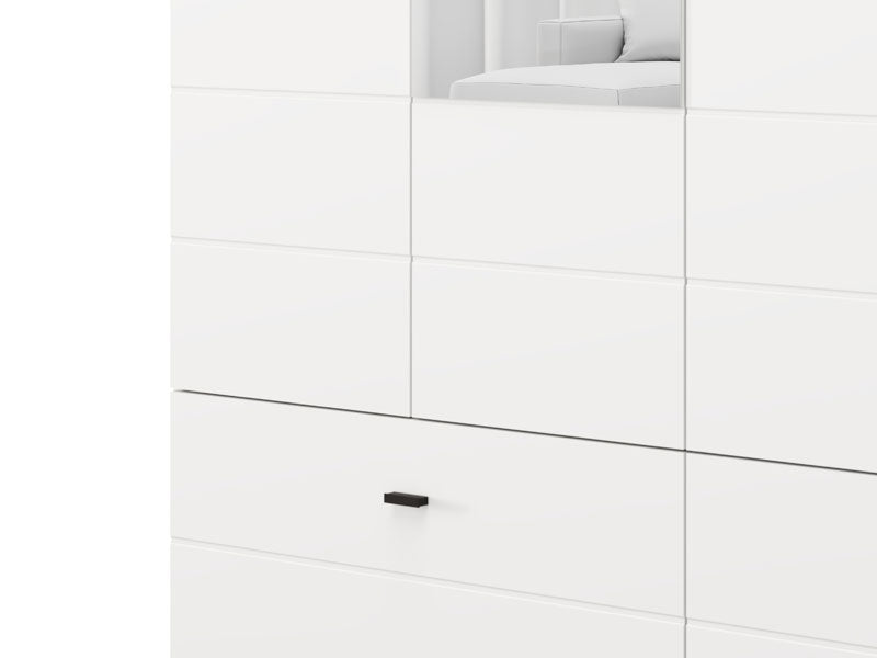 Nevaris White Narrow 4 Door 2 Drawer Space-Saving 155cm Wide Combination Wardrobe - 11014883