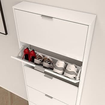 Zippy White Soft Gloss 5 Door Shoe Cabinet / Rack / Cupboard- 007815BO