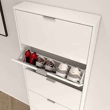 Zippy White Soft Gloss 5 Door Shoe Cabinet / Rack / Cupboard- 007815BO
