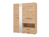 Matera 4 Door Oak Effect Wardrobe With Open Shelf And Drawers- 11008265