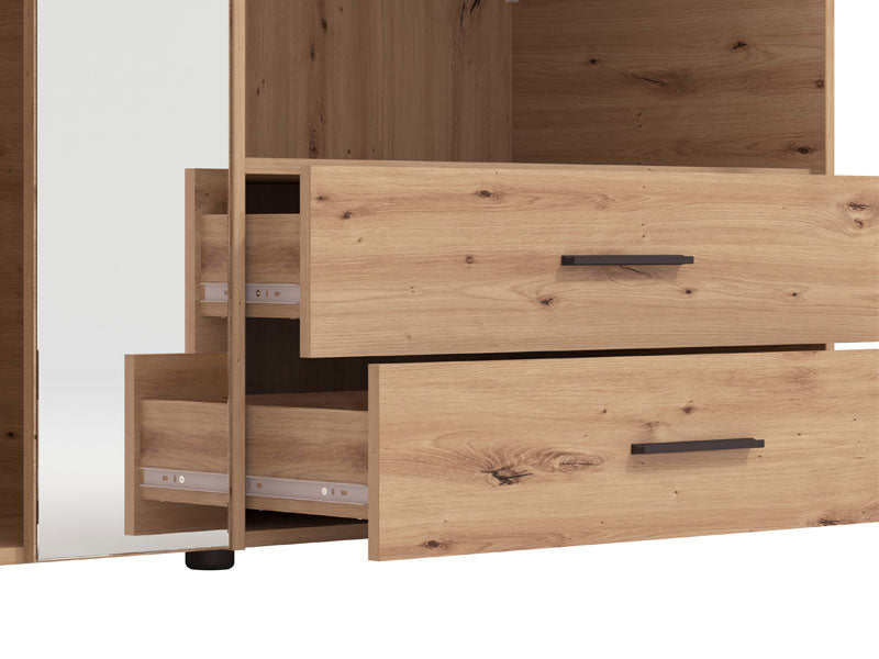 Matera 4 Door Oak Effect Wardrobe With Open Shelf And Drawers- 11008265