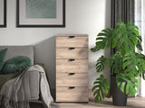 Nancy Oak Effect 5 Drawer Narrow Chest - 11008309