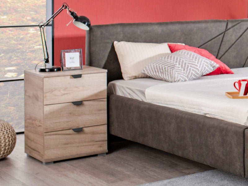 Nancy Oak Effect 3 Drawer Bedside Table - 11008315