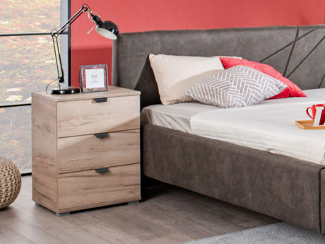 Nancy Oak Effect 3 Drawer Bedside Table - 11008315