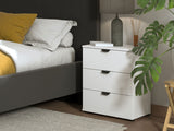 Palma White 3 Drawer Bedside Table - 11008319