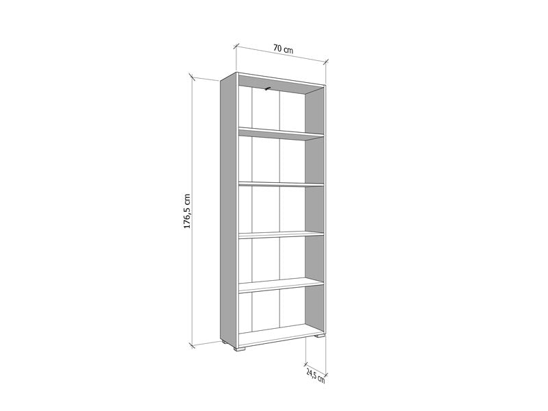 Tomaris Artisan Oak Effect Slim 176.5cm Tall Bookcase Bookshelf Shelving Unit - 11011479
