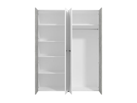 Varadero Modern 3-Door Wardrobe with Concrete and White Finish - 11011615
