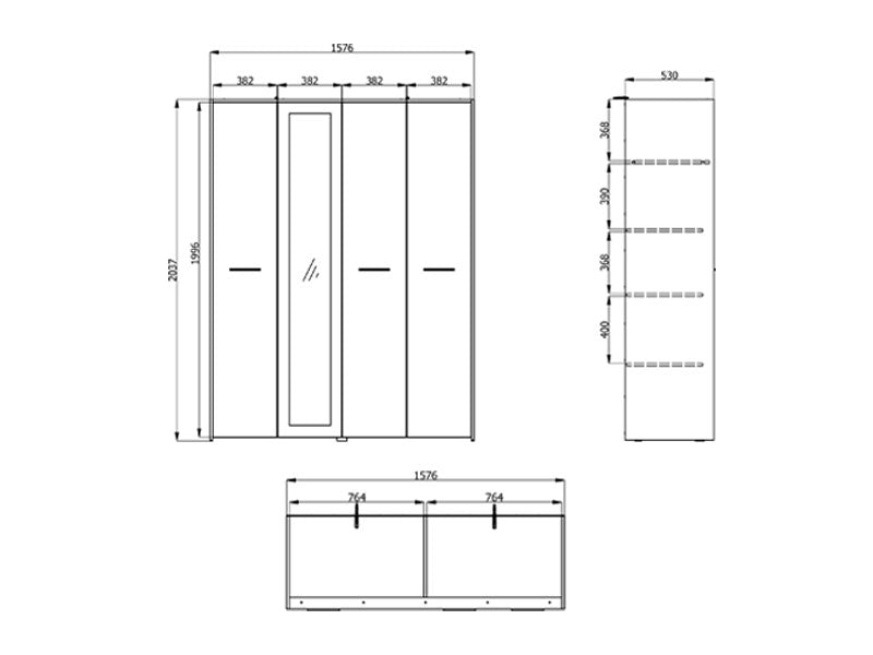 Varadero Modern 3-Door Wardrobe with Concrete and White Finish - 11011615
