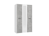 Varadero Modern 3-Door Wardrobe with Concrete and White Finish - 11011616