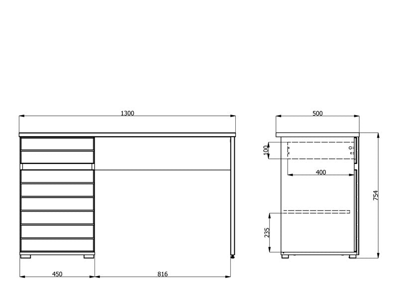 Langdon White Gloss Computer Desk With Drawer and Cupboard - 11011771