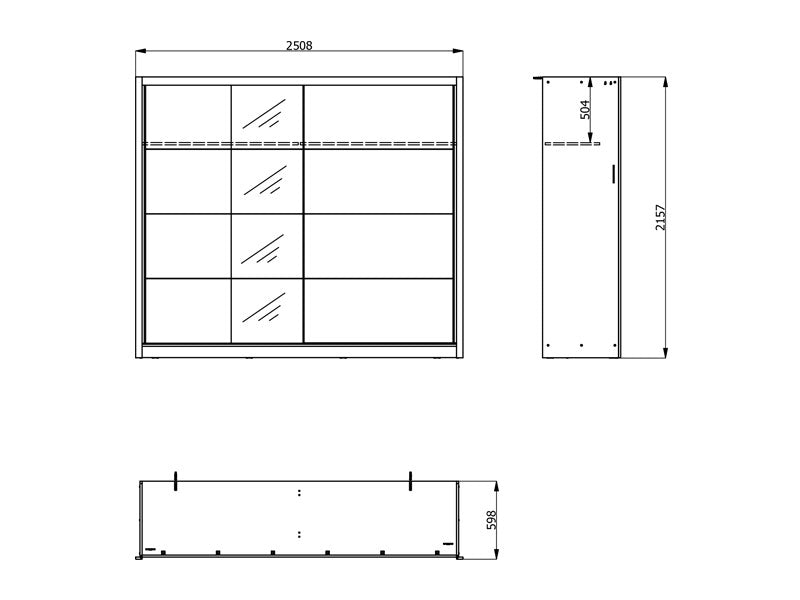 Alba Cashmere Taupe 251cm Extra Large Mirrored Sliding Door Wardrobe 11013762