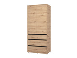 Bellington Artisan Oak Effect 2 Door 3 Drawer 93cm Wardrobe - 11014686 RZ