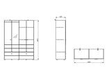 Nevaris White Narrow 4 Door 2 Drawer Space-Saving 155cm Wide Combination Wardrobe - 11014883